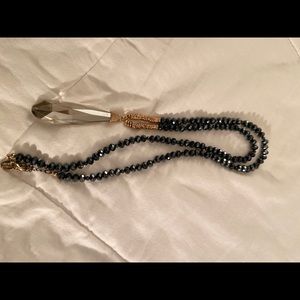 Beautiful sparkly blue, beaded pendant necklace